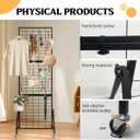 Heavy Duty Adjustable Grid Wall Panels, Foldable Gridwall Panels with Braked Wheels-Included 24 HooksSuitable for Art Fairs Craft Display Retail Storage, 25.95" W x 17.25" D x 72.85" H