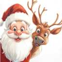 Christmas Dishwasher Cover Magnet Decor,23x26inch Large Metal Dishwasher Front Door, Reusable Decal for Kitchen Dishwasher Decal for Home Decor Washing Machine Refrigerator, Cartoon Santa and Reindeer (Q724)