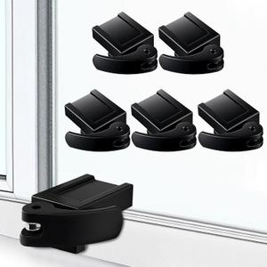 5 Pack Sliding Window Locks, Adjustable Security for Vertical & Horizontal Windows, Easy Install, Fits 1/16 inch to 7/8 inch Wide Rail, Enhanced Safety for Home & Office (Black)