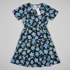 KIRUNDO Spring Summer Wedding Guest Dresses for Women 2026 Boho Floral Short Sleeve V Neck Ruffle Tiered Flowy Maxi Dress(Blue, Medium)