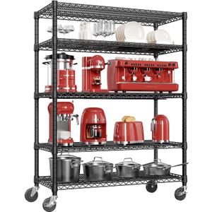 IZEUK Garage Shelving Wide Storage Shelves 5 Tier Metal Shelves 4000 LBS Heavy Duty Adjustable Utility Shelf Rack Black 23.6" D x 53.1" W x 73.6" H