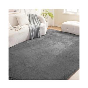 Amazon Basics Fluffy Washable Area Rug, Shaggy Carpet for Living Room, Bedroom, 5' W × 7' L, Dark Gray