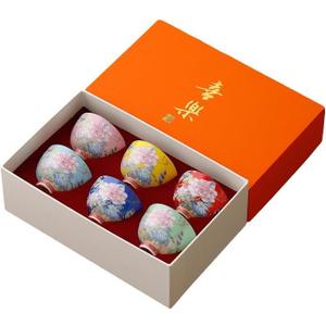 ZPGXLRZ 6Pcs Chinese Ceramic Tea Cup Set, Japanese Tea Cups with 6 Elegant Flower and Bird Pattern Colors, Gift Box Packaging