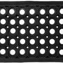 Ottomanson Indoor/Outdoor Hose-Wash Holes Design Non-Slip Rubber 10" x 30" Modern Stair Treads for Stairs, Garage, Patio, 5 Pack, Black Holes