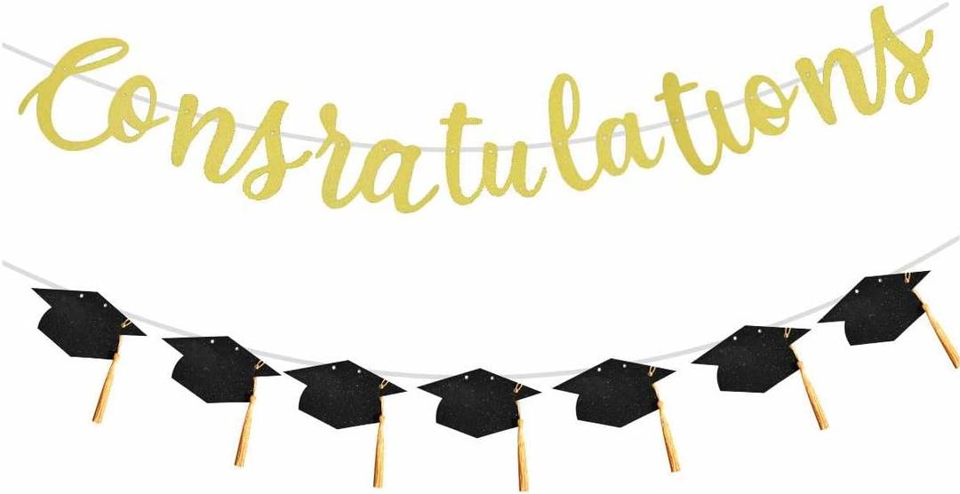 Congratulations Graduation Banner Decorations Class of 2025 with College Graduation Party Favors Supplies Pre-Strung