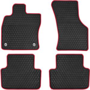 Car Floor Mats Custom Fit for Volkswagen VW Jetta 2019-2025 2026 Black Red Rubber Auto Liner Mats All Weather Protection Heavy Duty Odorless