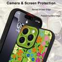 Fsoole for iPhone 16 Pro Max Case with Finger Strap Holder, Cute Colorful Floral Flower Print Pattern Design for Women Girls, Shockproof Anti Scratch Hand Kickstand Protective Cover, Green