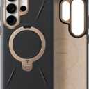 TORRAS Ostand Q3 VegSkin for Samsung Galaxy S26 Ultra Case Leather, 360 Magnetic Stand, Fit for MagSafe, Premium Vegan Leather Case for S26 Ultra Case, Microfiber Lining, Obsidian Black