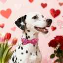 Maca Bates Valentine's Day Dog Collar with Fancy Bow for Extra Large Girl Boy Dogs,Tiedyed Love Hearts Pattern,Adjustable Durable Soft Valentine Gift for Female Male Puppy (XL)