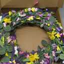 LLZLL Spring Decorations for Home 22" Spring Wreath Artificial Summer Wreaths with Eucalyptus Leaf Lavender and Daisy for Easter Indoor Outdoor Home Festival Celebrations (Multicolor-1)