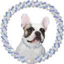 Metal Diamond Dog Chain Dog Training Chain with Secure Buckle Pet Collars for Large Medium Dogs (26in, Blue white)