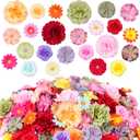 Martine Mall 210 Pcs Mini Silk Flower Heads Small Fake Rose Daisy Faux Flowers Bulk for Crafts Artificial 3D Loose Fabric Flowers Heads Sunflower Bulk for Wedding Hair Cap Dresses Decorations (Bright Colors Mixed)