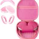 Case for Apple Airpods Max 2/ Airpods Max Headphones, Travel Portable Headphone Hard Case Cover Bag, Mesh Pouch with Zipper for Charger and Accessories (Pink case & Cover)
