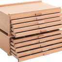 U.S. Art Supply Mega 10-Drawer Stackable Artist Wood Pastel, Pen, Marker Storage Box - Elm Hardwood Construction, 5 Compartments per Drawer - Ideal for Pastels, Pens, Pencils, Charcoal, Blending Tools