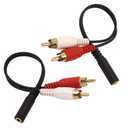 VCE 3.5mm Female to 2 RCA Splitter Male Stereo Audio Y Cable 2-Pack, Gold Plated Adapter Compatible for TV,Smartphones, MP3, Tablets, Speakers,Home Theater (8 inch) (0.65FT (0.2M))