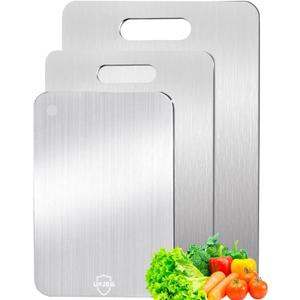 Titanium Cutting Board, 3 PCS Titanium Cutting Boards for Kitchen, Non Toxic, Double-Sided Food Grade Chopping Board for Outdoor Camping(15.6" x 11", 13" x 9.3", 11.8" x 7.8")