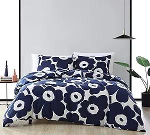 Marimekko - King Duvet Cover Set, Cotton Bedding with Matching Shams & Button Closure, All Season Home Decor (Unikko Indigo, King)
