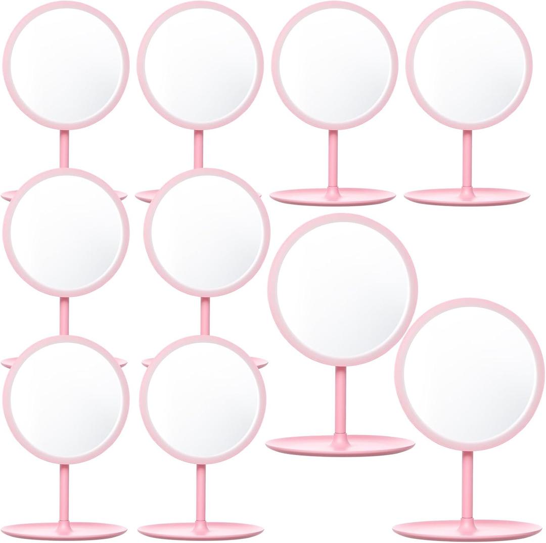 MAQUITA 10 Pcs Spa Party Mirrors Spa Party Supplies Desk Mirror Bulk Mirror for Sleepover Favors Makeup Mirrors for Sleepover Slumber Birthday Favors Gift (Pink)