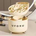 360 Degree Rotating Desktop Organizer, 21 Compartments, Plastic Storage Rack for Cosmetics, Office Supplies, 11W x 11D x 3.9H inches, Cream White