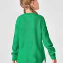 Haloumoning Girls Cute Heart Love Print Sweater Tops Oversized Crew Neck Dot Ball Knitted Valentine Pullover 5-14 Years