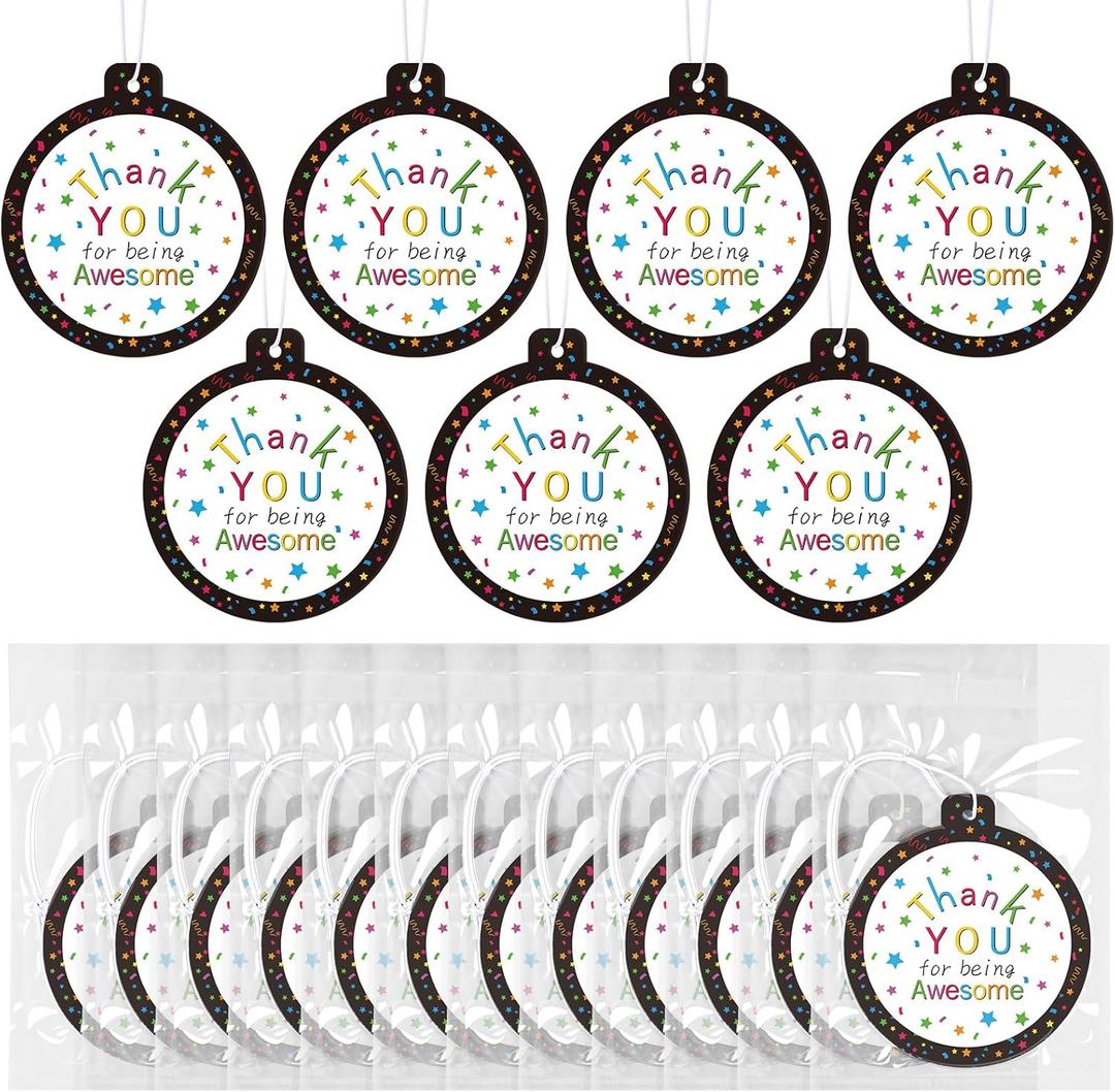 12 Pack Employee Appreciation Administrative Day Gifts Thank You Fraser Cedar Hanging Ornaments Fir Scented Paper Fragrant Tablets Hanging Decor for Staff Coworker Nurses Thank You Gifts