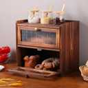 ULTECHNOVO Wooden Double Layer Bread Box for Kitchen Countertop, Large Rustic Farmhouse Bread Bin with Window for Sourdough & Pastries Storage - 2 Tier Food Container