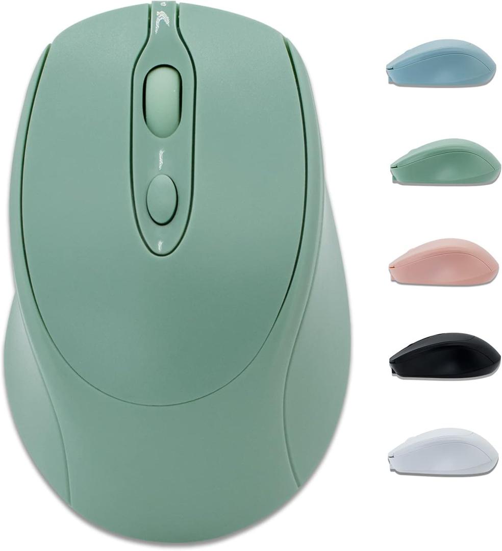 Rechargeable Wireless Mouse for Laptop/iPad/MacBook Pro/Air, Silent Portable Slim for Surface Pro/PC/Lenovo/Samsung Tablet (Light Green)