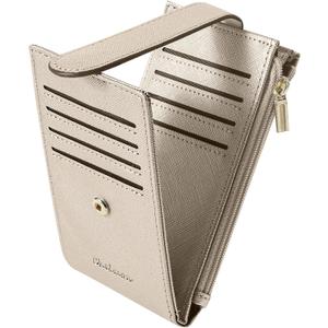Chelmon Women's Wallet Slim RFID Blocking Bifold Multi Card Case Wallet with Zipper Pocket (Silver Gold)