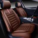 OASIS AUTO Car Seat Covers Premium Waterproof Faux Leather Cushion Universal Accessories Fit SUV Truck Sedan Automotive Vehicle Auto Interior Protector Full Set (OS-001 Brown)