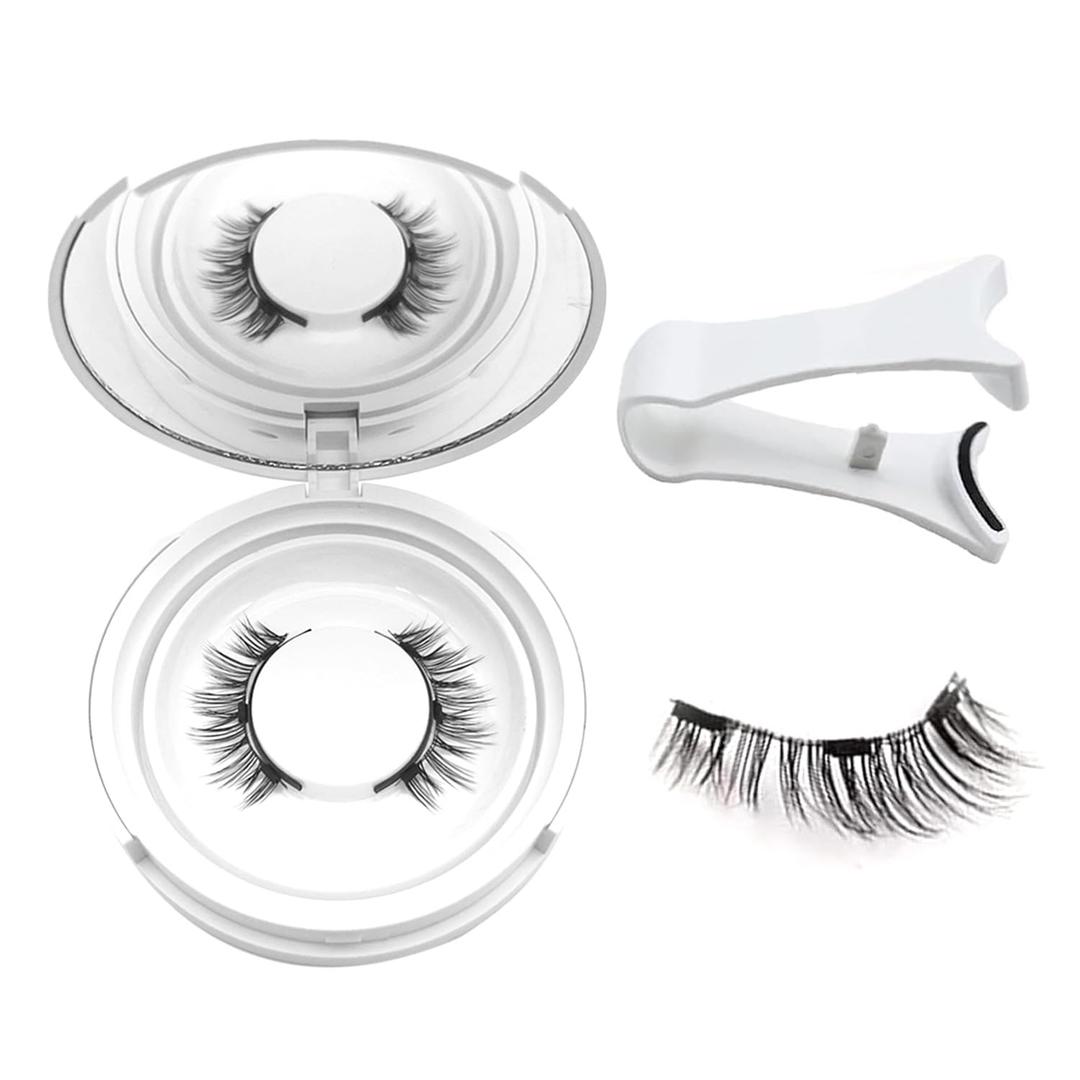 Hunnyfit Magnetic Eyelashes with Applicator,No Glue Needed Soft La shes Kit,Reusable Magnet Eyelashes Natural Look(Natural)