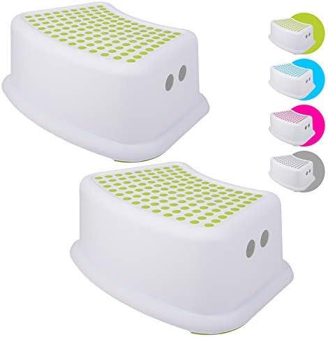 Step Stool for Kids (1 Pack), Toddlers Stool for Potty Training, Bathroom, Kitchen, Bedroom, Toy Room and Living Room. Toilet Stools with Soft Anti-Slip Grips for Safety, Stackable (Green)