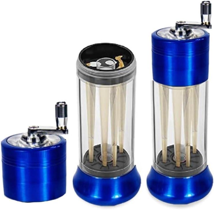 3-in-1 Spice Grinder Hand Crank Loader Roller Crusher Filler Flower Buds Milling Grinding Storage with Magnetic Lid