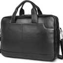 Augus Vintage Leather Briefcase for Men 15.6 Inch Laptop Computer Bag Retro Messenger Crossbody Shoulder Bag | Vintage Leather