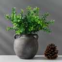 PORCER Ceramic Rustic Vase for Home Decor, 5.8 Inch Terracotta with Handles, Vintage Decorative for Flowers, Plants, Living Room, Table, Thanksgiving - Black Bronze