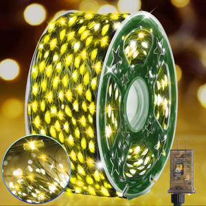KNONEW 400FT Outdoor Christmas Fairy Lights Plug in,1200 LED String Lights Outdoor Waterproof 8 Modes Memory Times for Wedding Bedroom Walls Garden Trees Decoration(Warm White)