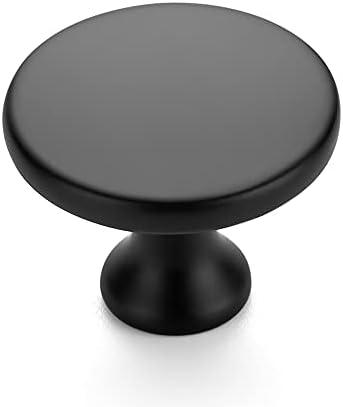 Ravinte 30 Pack 1-1/4 Inch Matte Black Round Kitchen Cabinet Knobs,Zinc Solid Drawer Pulls,Cabinet Handles for Cupboard, Dresser, Closet and Bathroom, Modern Cabinet Hardware for Cabinets