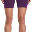 Colorfulkoala Women's High Waisted Biker Shorts with Pockets 6" Inseam Yoga Tummy Control Short (Large, Deep Violet)