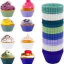 48 Pack of Silicone Cupcake Liners, lyfLux Reusable Mini Muffin Baking Cups, Food Grade Silicone for Cooking Eggs, Baking Muffins and Make a Cake (8 Colors 6 Each)