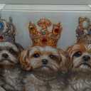 DEMAGNNIE Cute Dog Canvas Wall Art 23"x20" Pet Pictures Wall Decor, Puppy Posters for Kid's Room Wall Decoration, Bathroom Lovely Animal Wall Art, Crowns Decorated with Colorful Acrylic Jewels