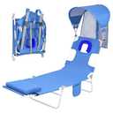 Backpack Beach Tanning Chair with Canopy Sun Shade & Face Hole, 6 Position Folding Lounge Sun Chair for Adults Outside Reading Sunbathing Poolside Camping Lawn, UPF 50+, Patent Design