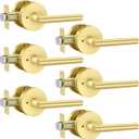 Haidms Gold Door Handles Interior, Heavy Duty Zinc Alloy Interior Door Handle, Privacy Door Lever for Bedroom Bathroom (6 Pack)