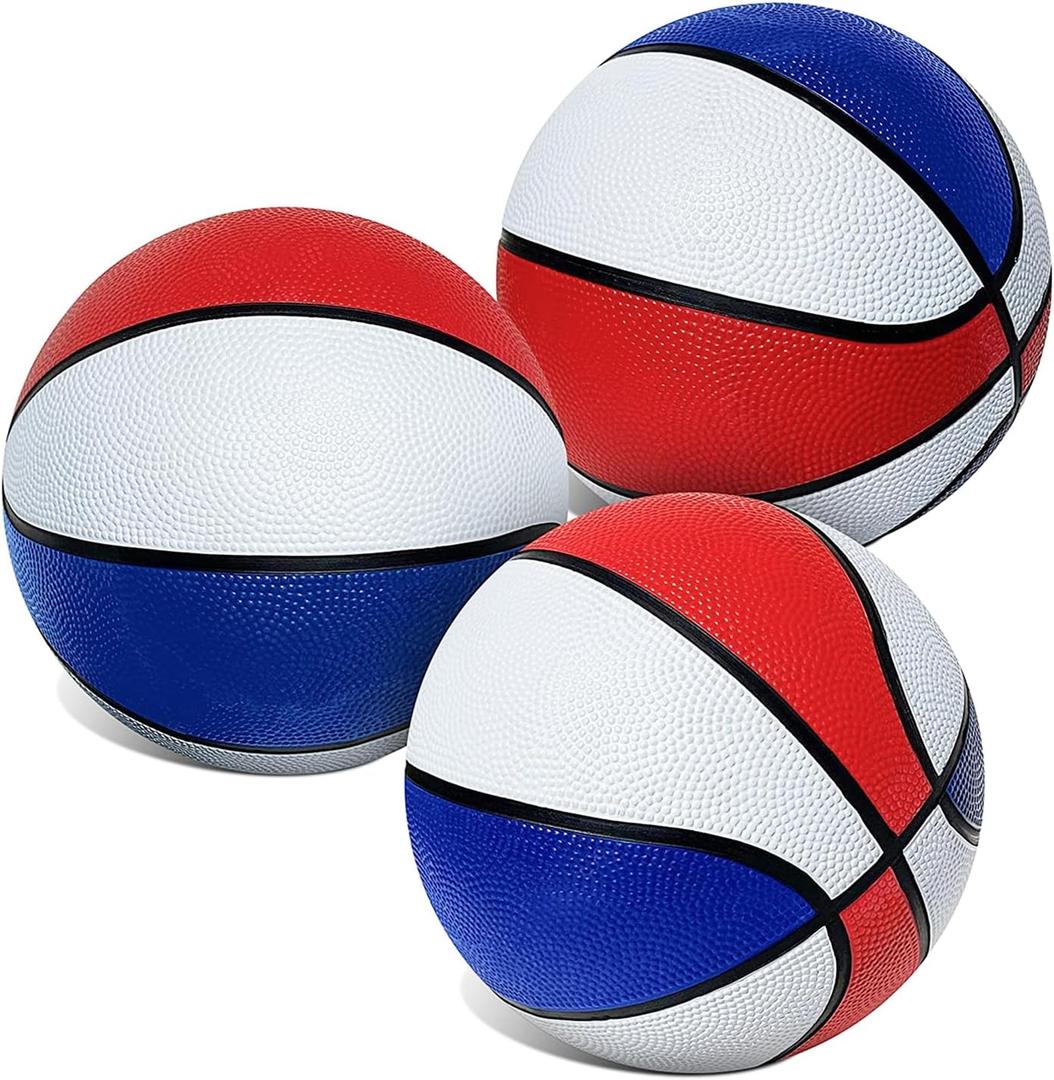 Botabee Red, White and Blue Mini Basketball Set Basketball Arcade Games - Size 3, 7 Junior Basketballs Suitable for Indoors, Outdoors and Arcade Basket Ball - 3 Pack