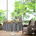 HEIPINIUYE 6 Pack Black and White Checkered Round Tablecloth 84 84 Inch Checkered Flag Table Cover Round Disposable Tablecloth for Tables Birthday Picnic Race Car Party Plastic Table Cloth