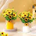Nitial 2 Pcs Artificial Fake Flowers in Vase Decorations Sunflower Table Centerpiece Decoration Summer-Sunflowers in Vase Cute Artificial Plant Decor for Summer Farmhouse Home Office Party Gift