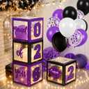 Jerify 44 PCS Graduation 2026 Box Decorations with Balloon & LED Light Strings - Congrats Grad Proud of You Balloon Boxes Party Supplies for Class of 2026 School College Decor(Purple)