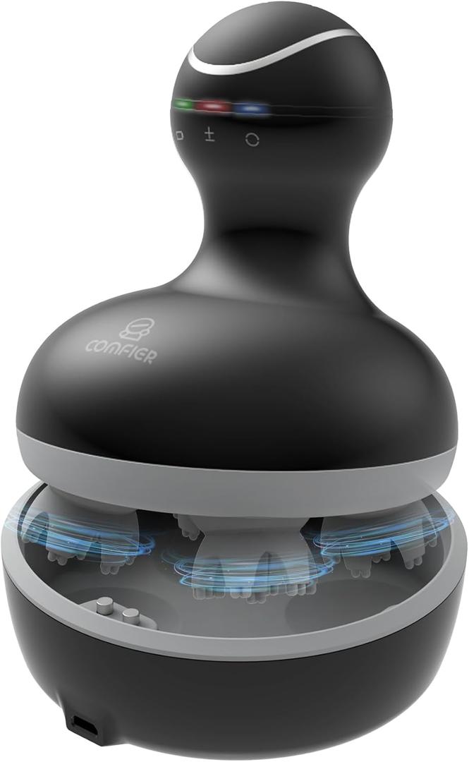 COMFIER Electric Scalp Massager, Waterproof Head Massager with Mutlti-Modes Vibration, Handheld Portable Head Scratcher for Hair Growth, Dog Cat Massager for Deep Clean and Stress Relax (Black)