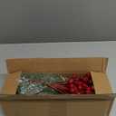 Watayo 60 Pcs Christmas Artificial Pine Branches with Red Berry Stems, 10.5" Faux Evergreen Norfolk Pine Cypress Leaves Stems, Fake Foliage Pine Needles Picks for DIY Craft Garland Home Decor