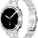 Bling Band+ Case Compatible with Galaxy Watch 8 40mm/44mm, Women Replacement Dressy Strap& Cover for Samsung Galaxy Watch8 (Silver)