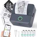 cudinham Print Pods Mini Printer, Thermal Inkless Sticker Maker with 10 Rolls Printing Paper, Pocket Printpod for Phone, Impresora Porttil for Notes, DIY, Compatible with iOS & Android (Grey)