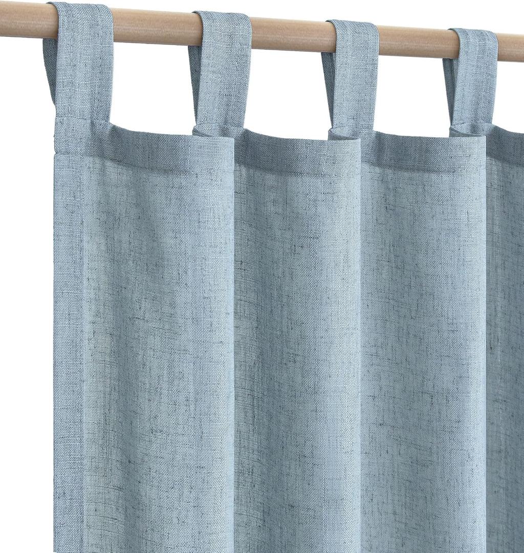 Grey Blue Curtains 84 Inch Length for Bedroom 2 Panels Set Tab Top Light Filtering Semi Sheer Linen Textured Country Blue Farmhouse Curtains for Living Room Dining Dusty Blue Gray Drapes 52x84 Long